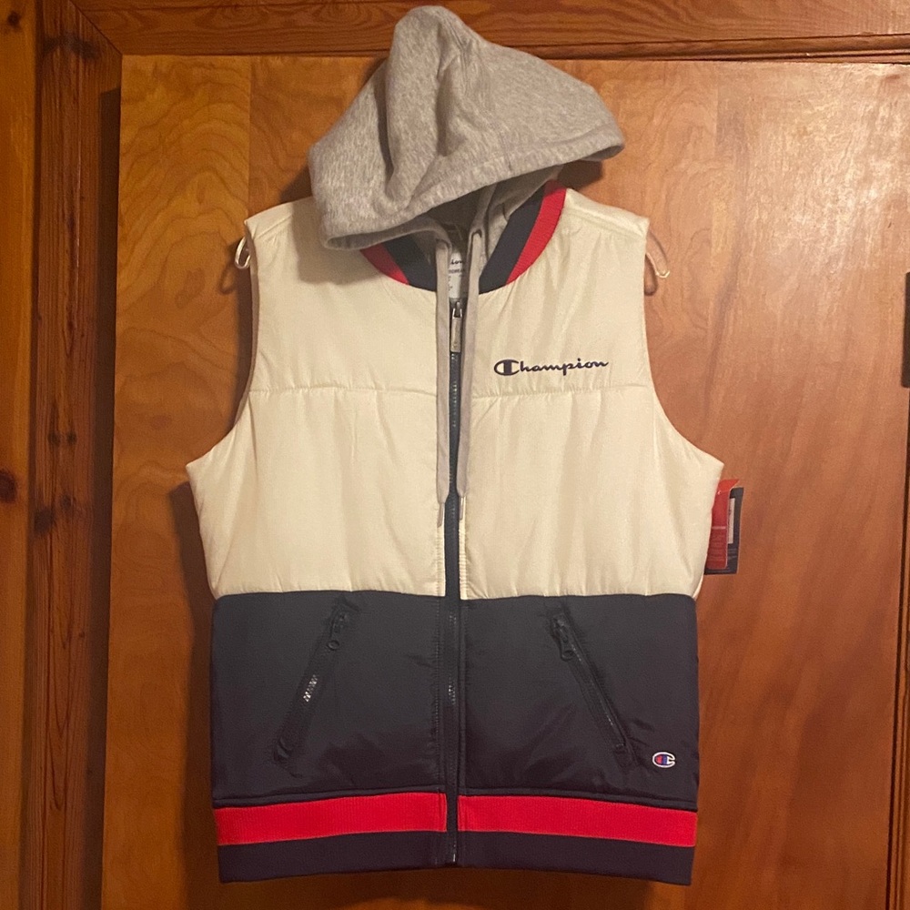 Champion White and Black Vest with Red Accents